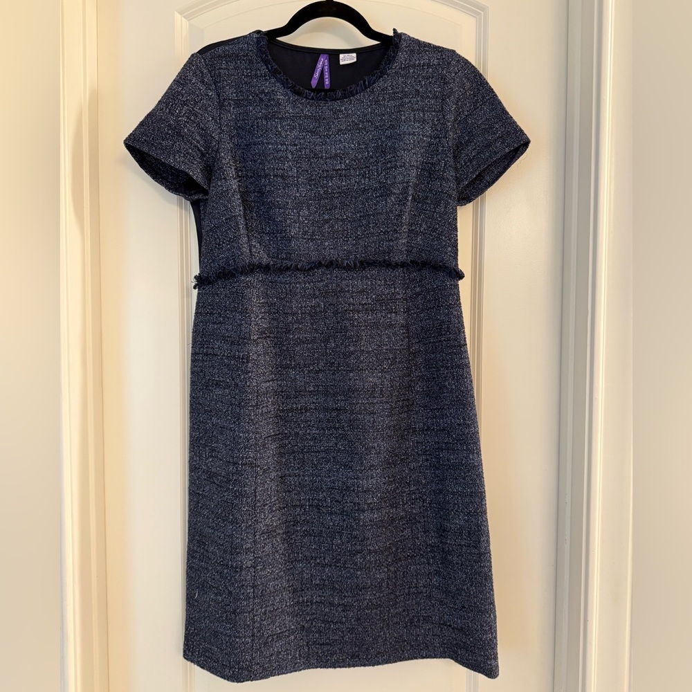 Seraphine Blue Tweed Dress - Picture 5 of 7